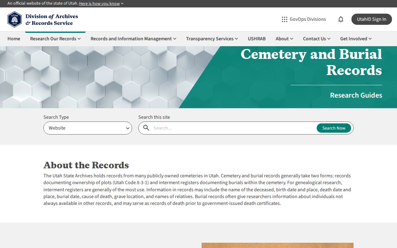 Herriman city directory Utah State Archives cemetery research guide