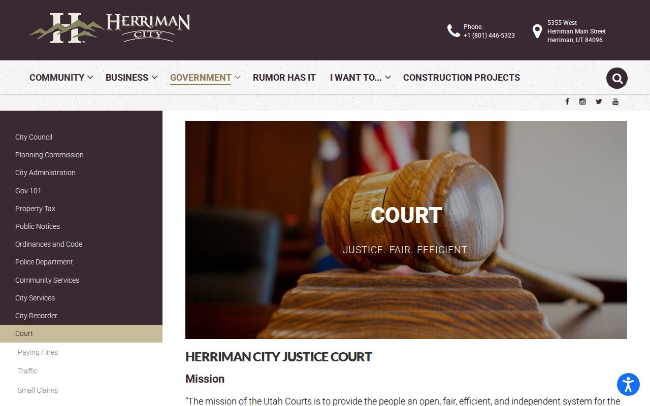 Herriman neighbors Justice Court public records route