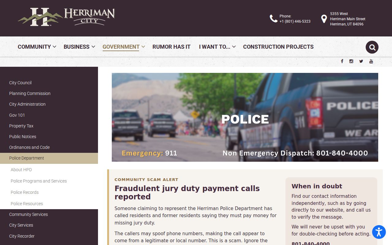 Herriman neighbors police records and services