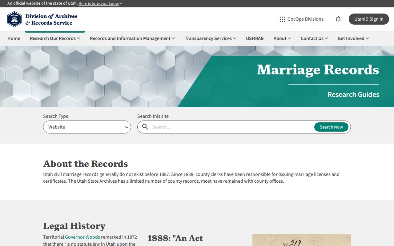 Herriman previous residents Utah State Archives historical marriage-record research guide