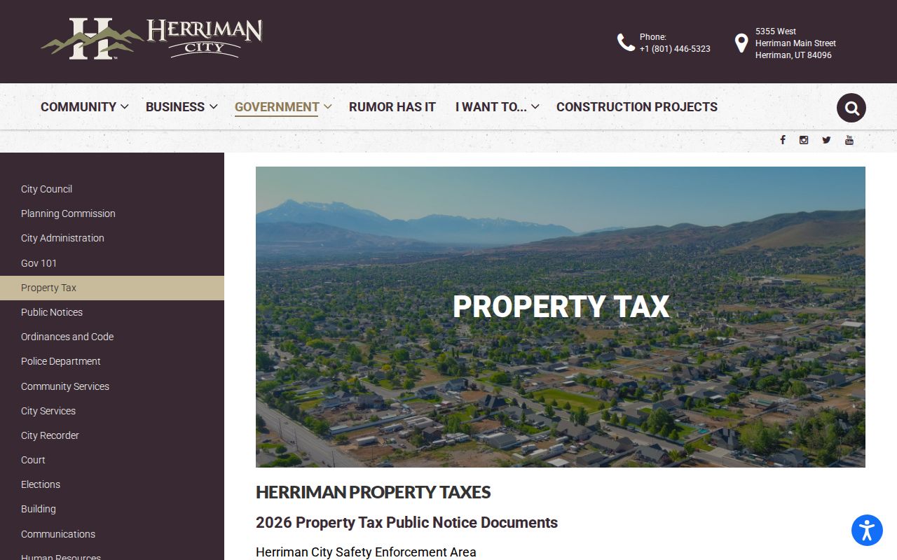 Herriman ZIP code directory property tax geography