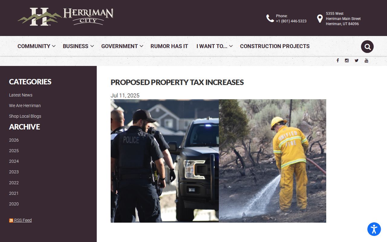 Herriman ZIP code directory taxing entity notice